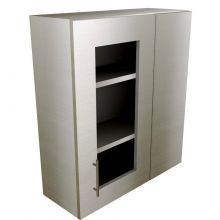 Straight Corner Wall Cabinet With Glass Doors